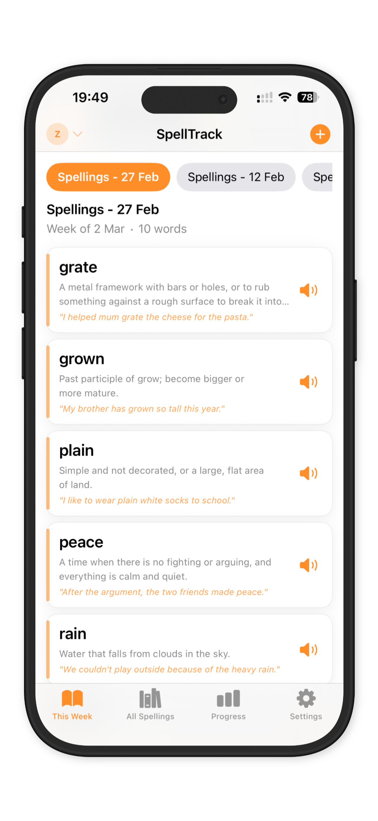 This Week's Spellings